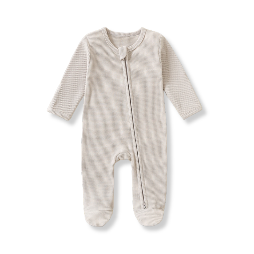 Waffle Knit Zip-Up Sleep Suit