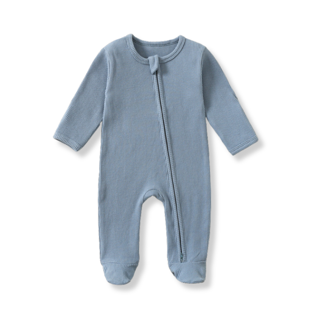 Waffle Knit Zip-Up Sleep Suit