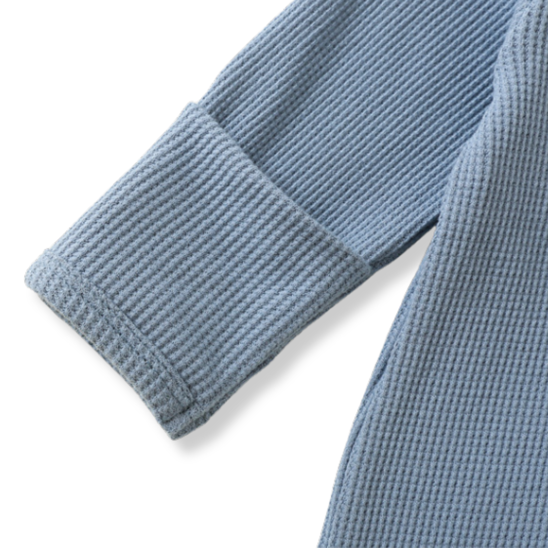Waffle Knit Zip-Up Sleep Suit
