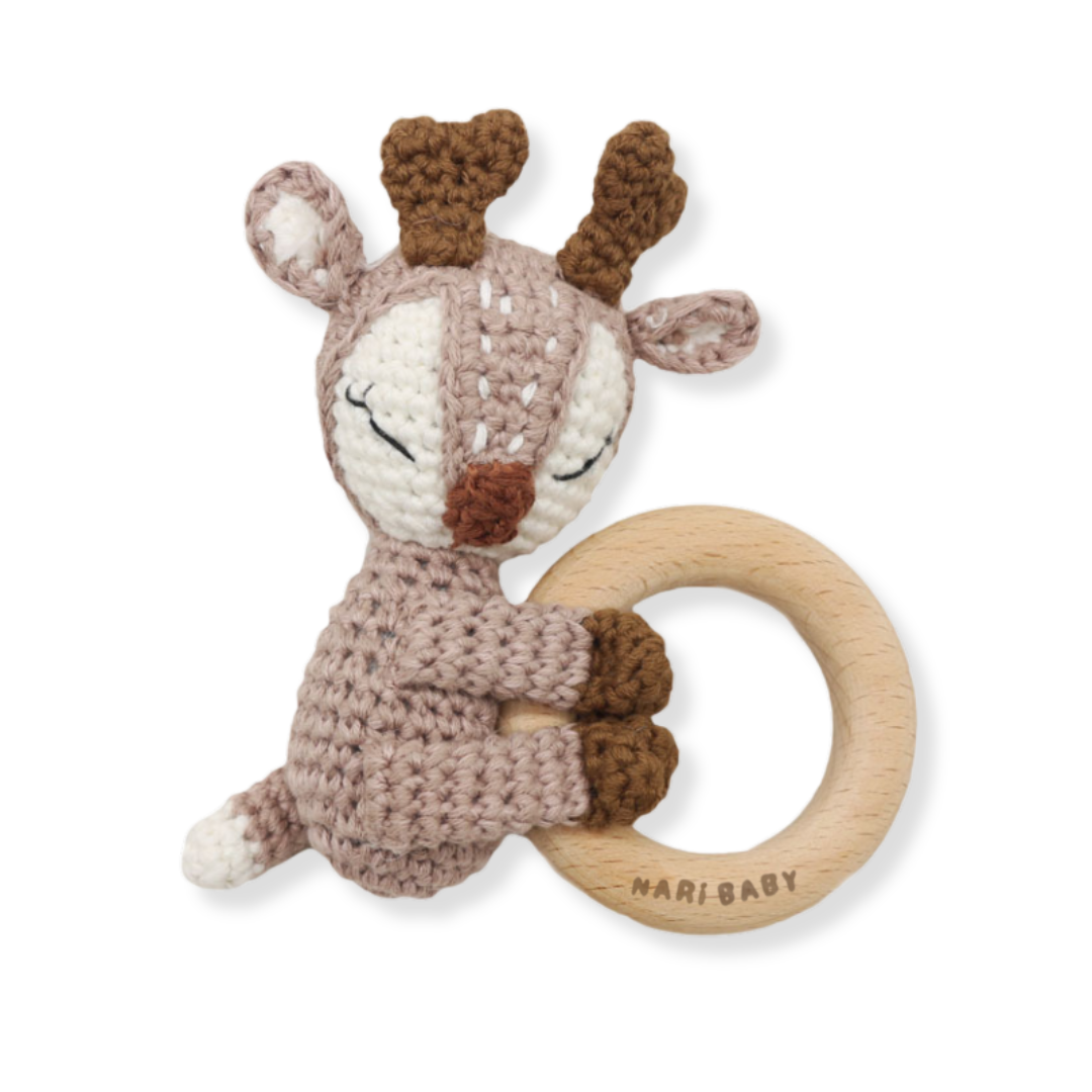 Handmade Deer Crochet Rattle Ring