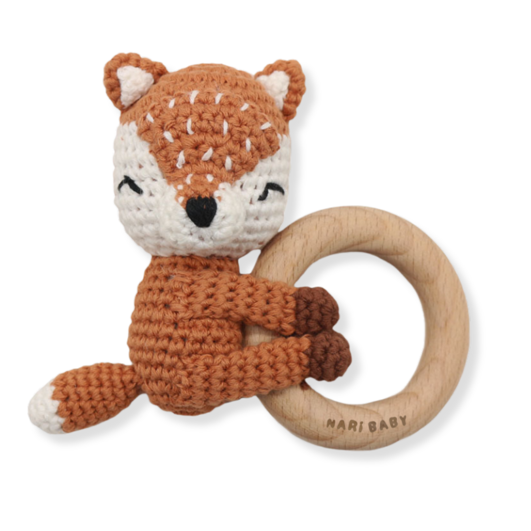 Handmade Fox Crochet Rattle Ring