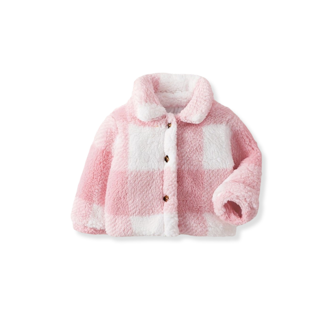 Bubblegum Plaid Fleece Coat