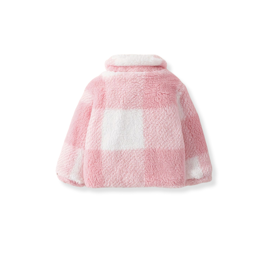 Bubblegum Plaid Fleece Coat