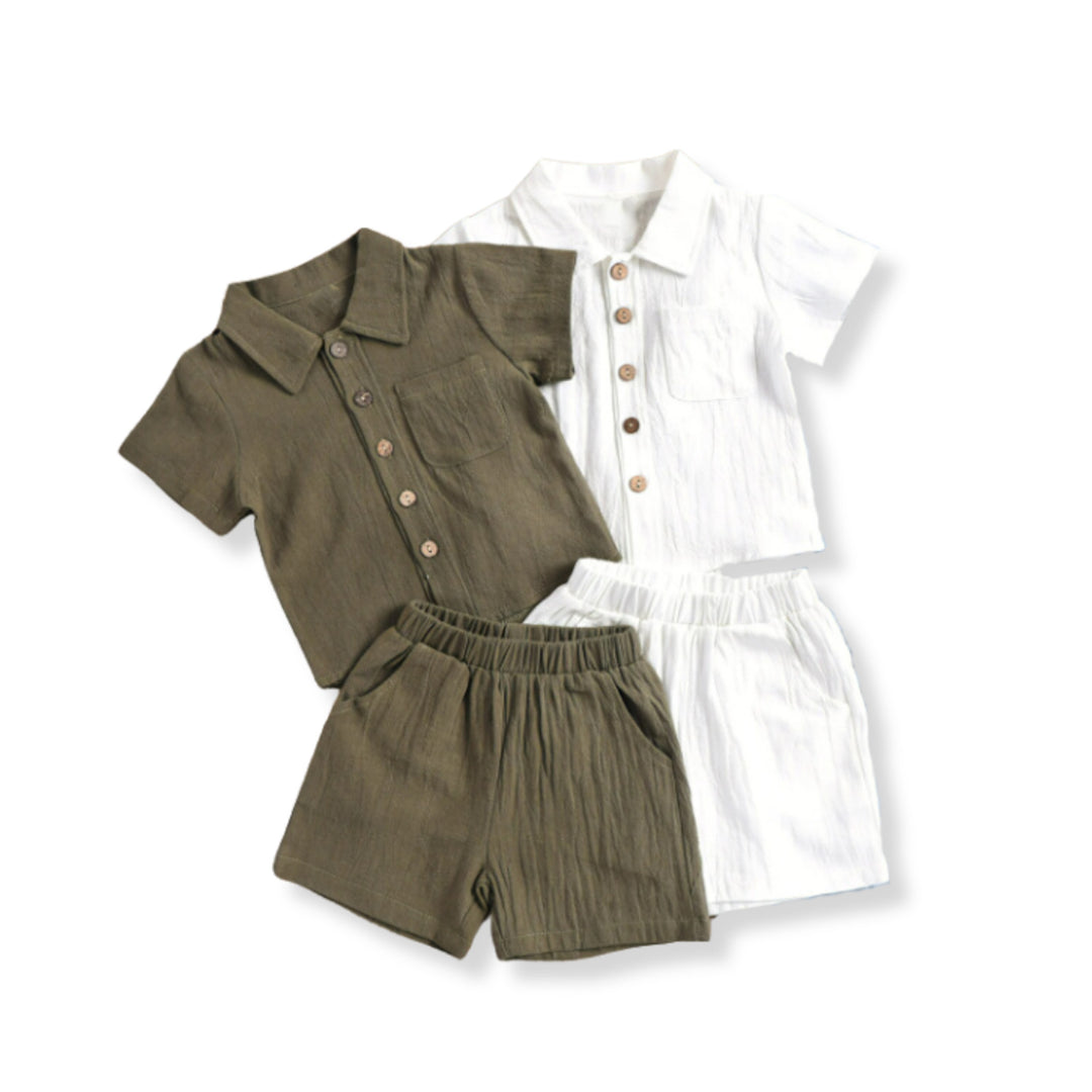 Coolangatta Beach - Linen Lapel Shirt & Shorts Set