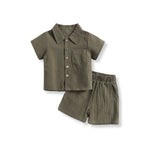 Load image into Gallery viewer, Coolangatta Beach - Linen Lapel Shirt &amp; Shorts Set
