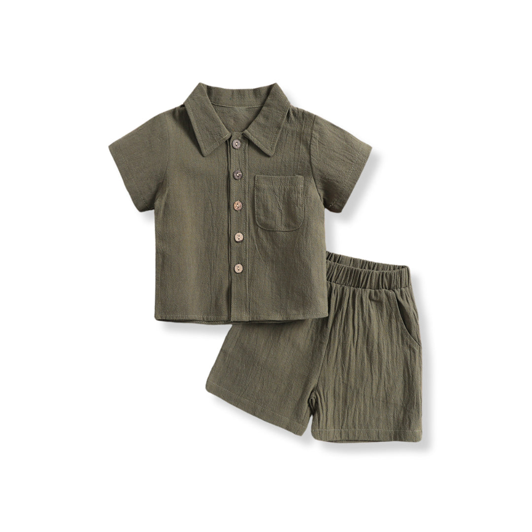 Coolangatta Beach - Linen Lapel Shirt & Shorts Set